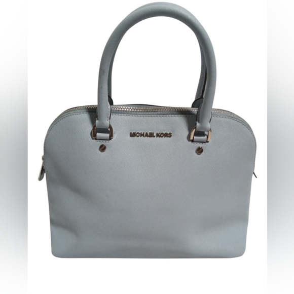 Michael Kors Jet Set Travel Saffiano Leather Tote Handbag Light Blue Structured - Picture 1 of 7